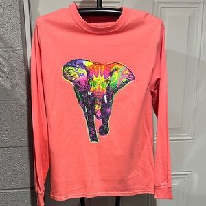 Coral Long Sleeve Tee with Elephant Design